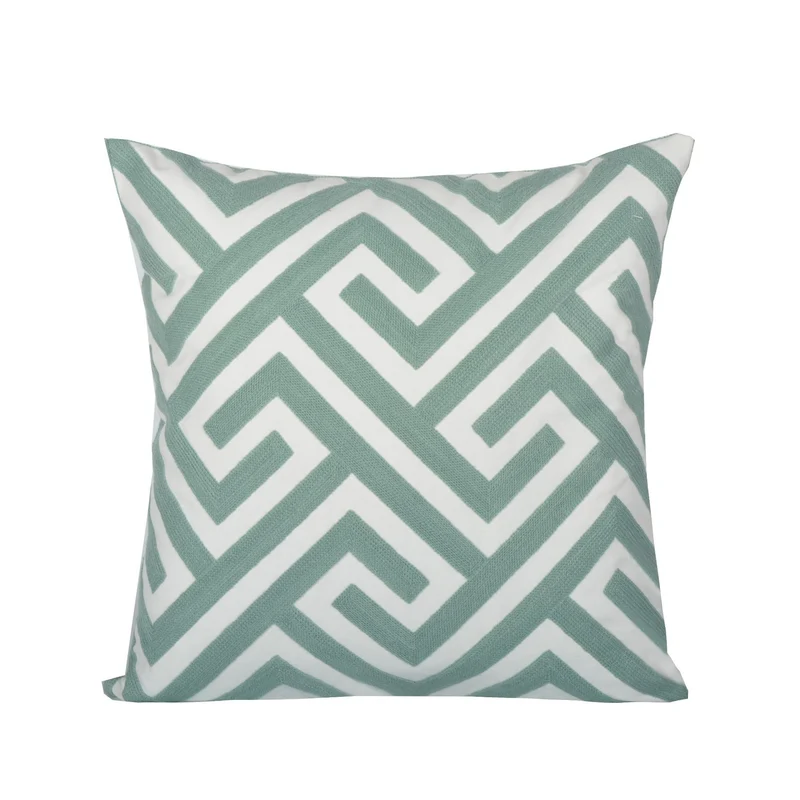Sunburst Geometric Embroidered Cotton-Linen Throw Pillow Cover