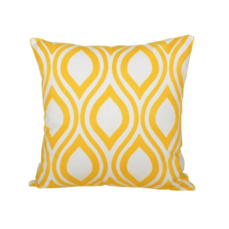 Sunburst Geometric Embroidered Cotton-Linen Throw Pillow Cover
