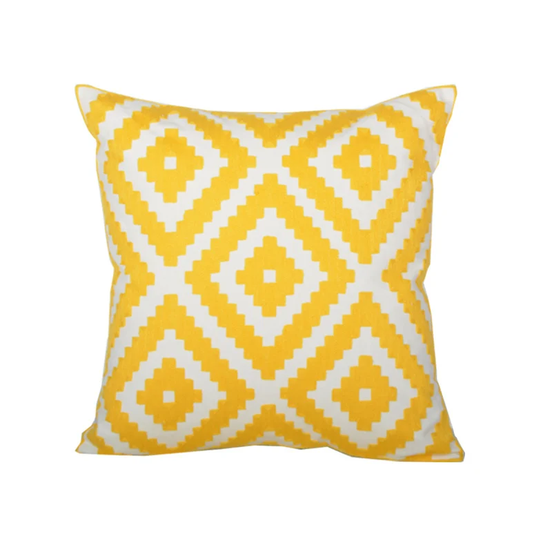Sunburst Geometric Embroidered Cotton-Linen Throw Pillow Cover