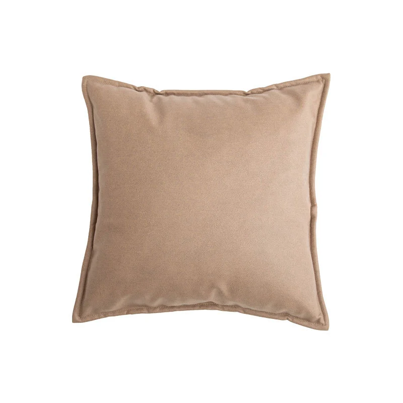 Square Piped-Edge Velvet-Look Decorative Throw Pillow with Removable Zip Cover and Plush Insert