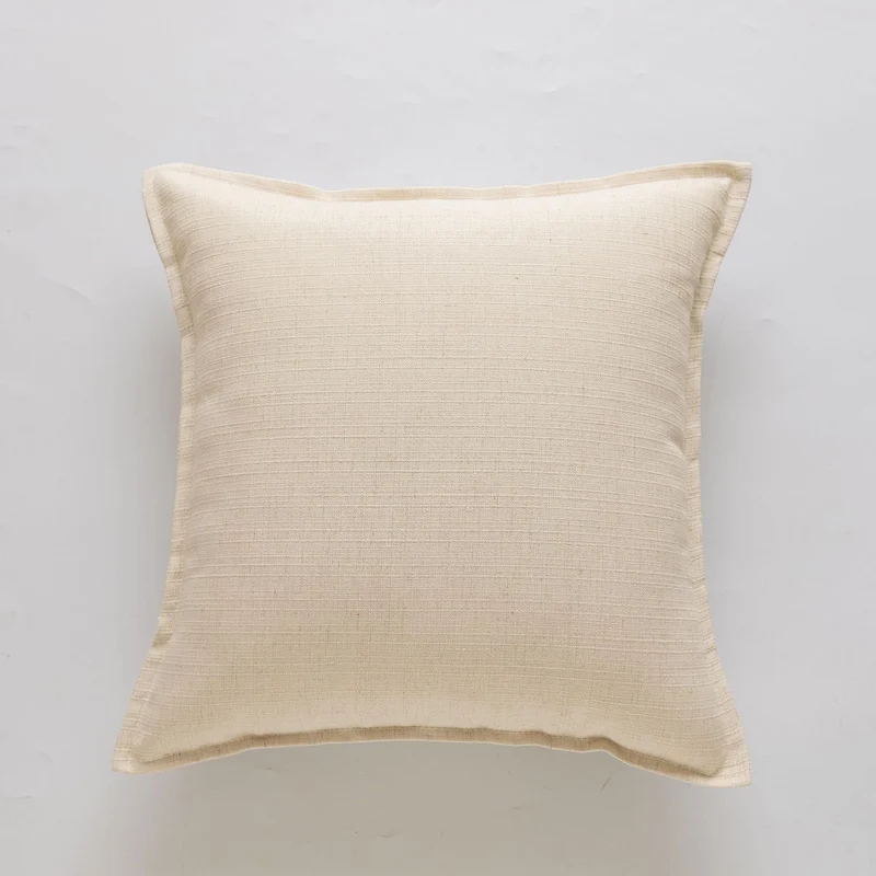 Square Natural Slub Linen Accent Cushion Cover with Welt Trim