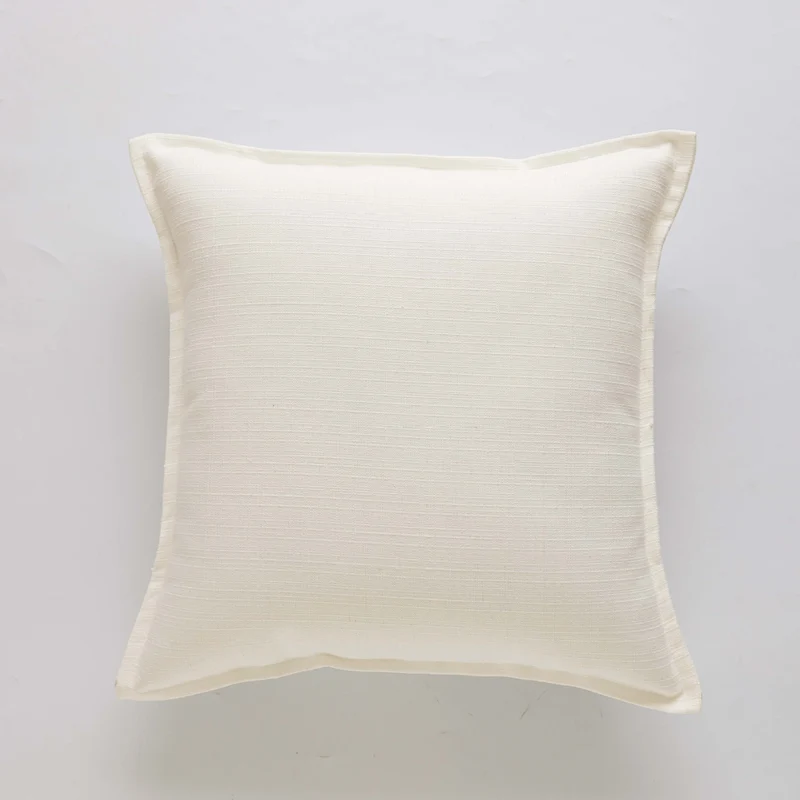 Square Natural Slub Linen Accent Cushion Cover with Welt Trim