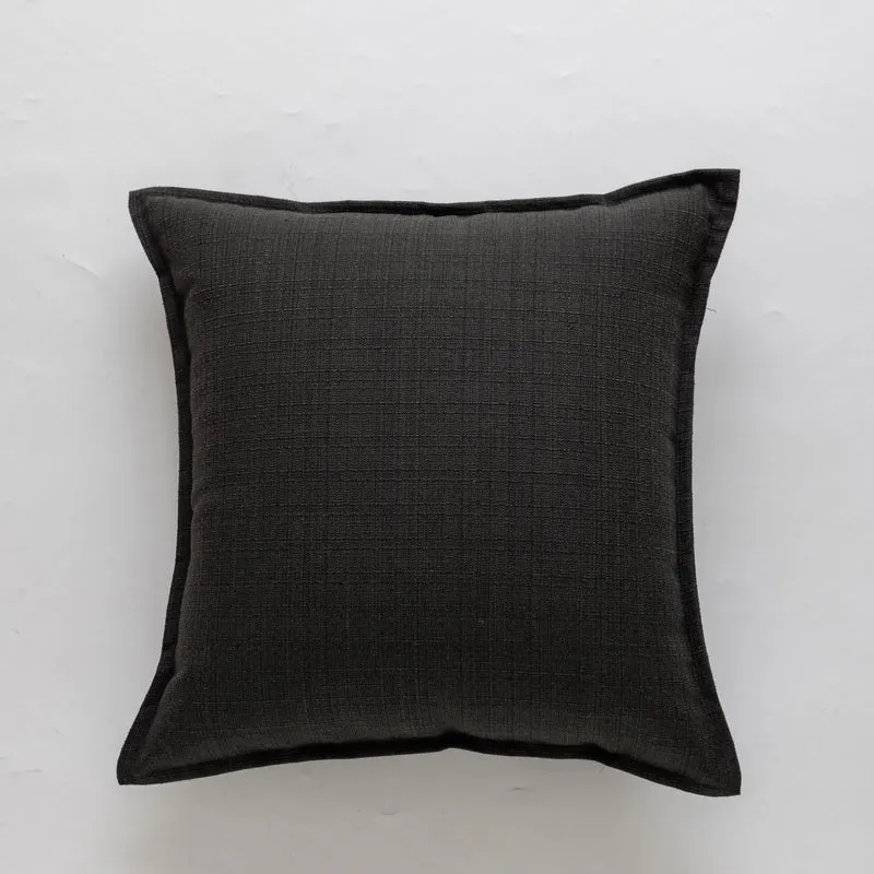 Square Natural Slub Linen Accent Cushion Cover with Welt Trim