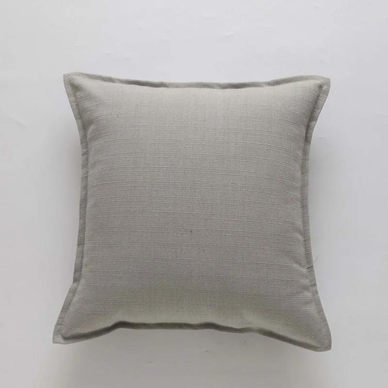 Square Natural Slub Linen Accent Cushion Cover with Welt Trim