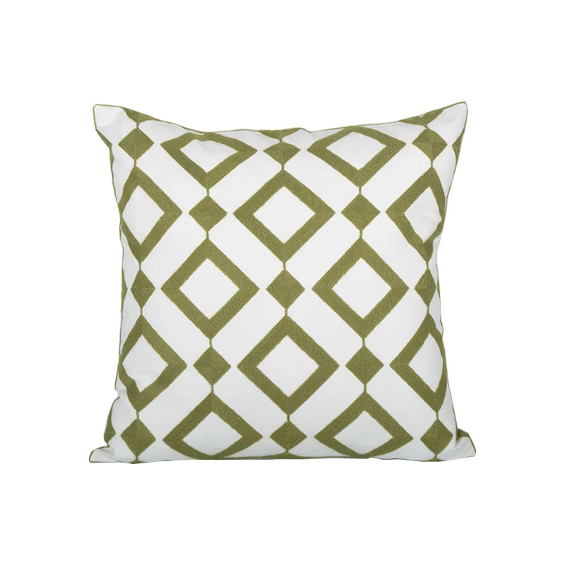 Square Decorative Pillow Cover with Raised Monstera Leaf Appliqué and Hidden Zipper