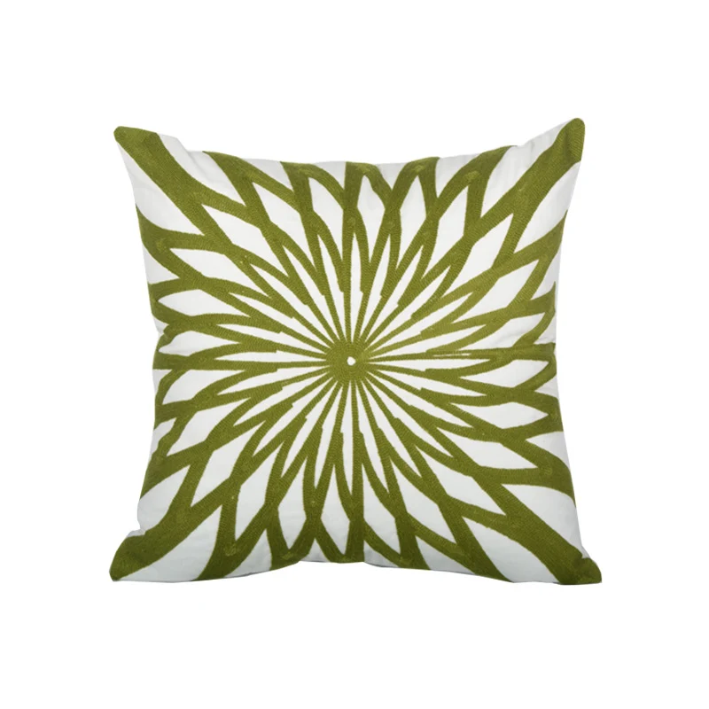 Square Decorative Pillow Cover with Raised Monstera Leaf Appliqué and Hidden Zipper