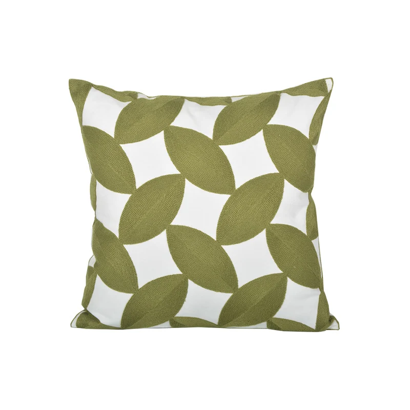 Square Decorative Pillow Cover with Raised Monstera Leaf Appliqué and Hidden Zipper