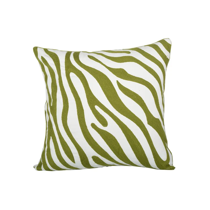 Square Decorative Pillow Cover with Raised Monstera Leaf Appliqué and Hidden Zipper