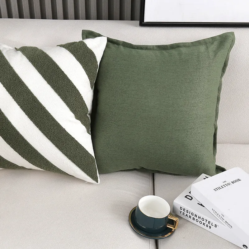 Solid Square Linen-Blend Decorative Throw Pillow Cover with Hidden Zipper and Removable Insert