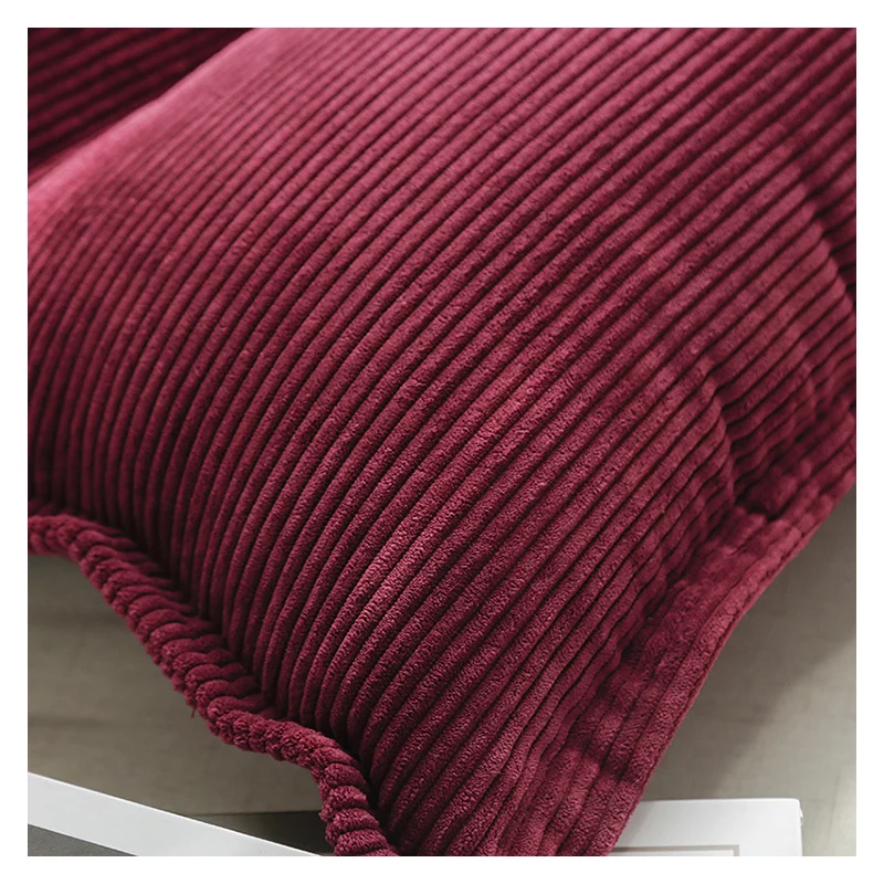 Ribbed Corduroy Square Throw Pillow Cover with Flange Edge and Hidden Zipper
