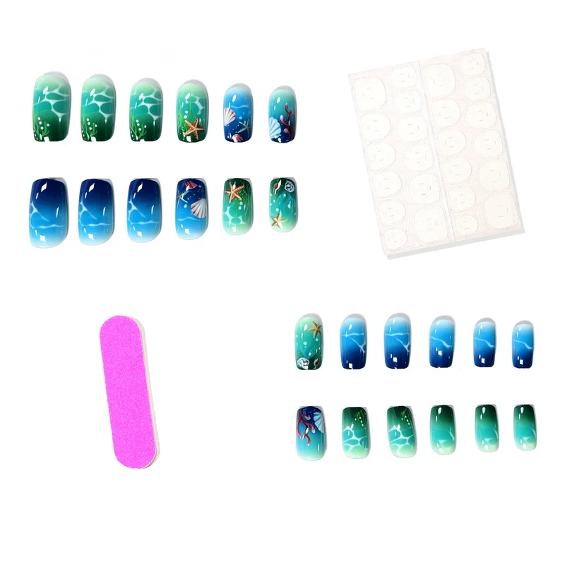 Künstlerisch vom Ozean inspiriertes Nail Art Enhancement Karnz
