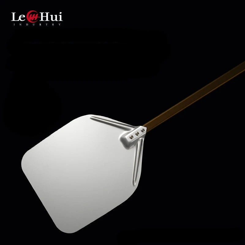 extra-long wooden handled aluminum pizza peel with flat square paddle Stornfield