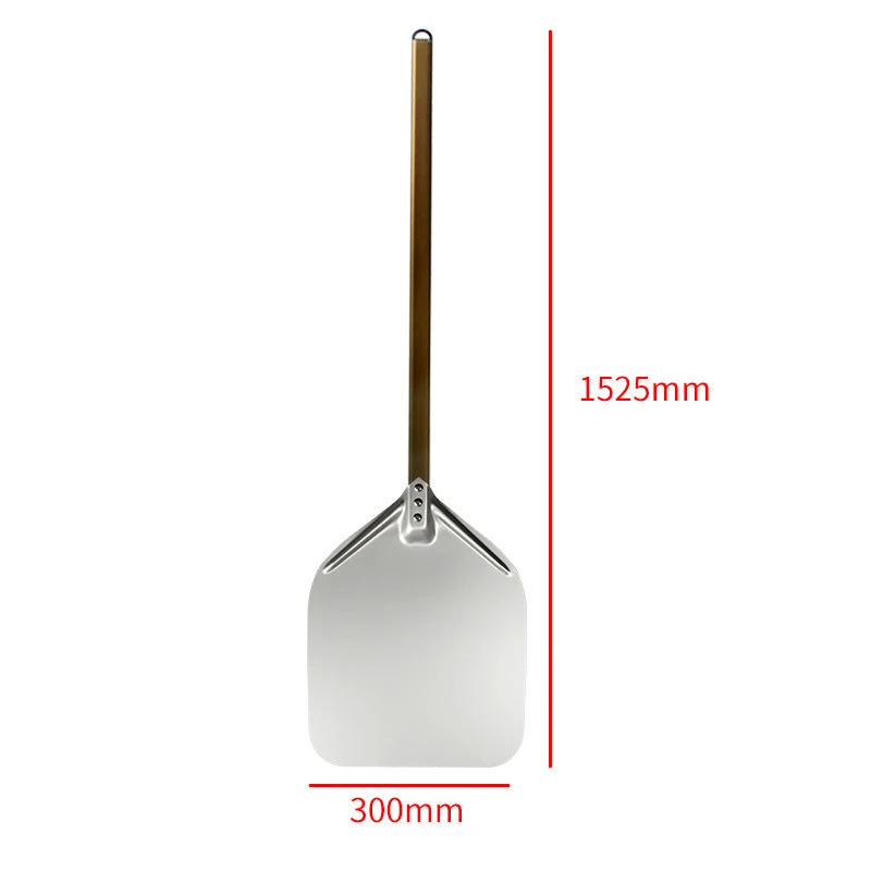 extra-long wooden handled aluminum pizza peel with flat square paddle Stornfield