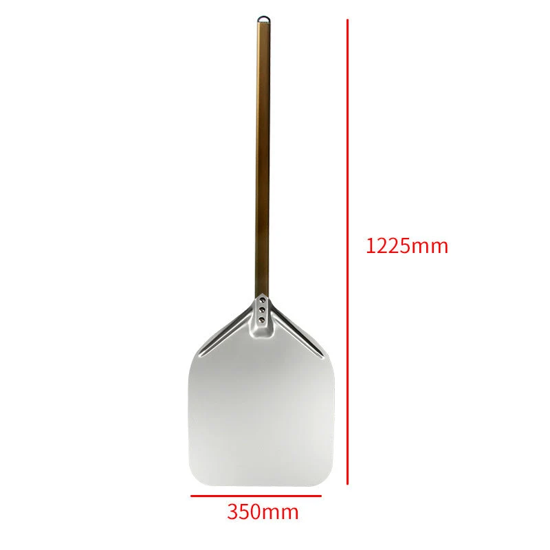 extra-long wooden handled aluminum pizza peel with flat square paddle Stornfield