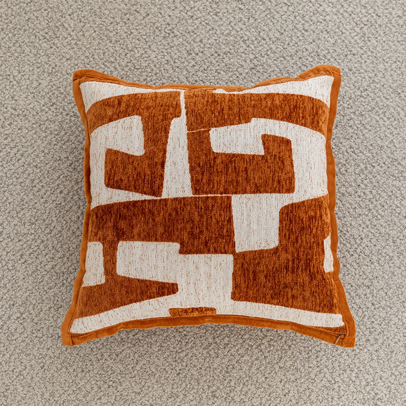 Woven Houndstooth Textured Square Throw Pillow Cover with Piped Edge and Concealed Zipper