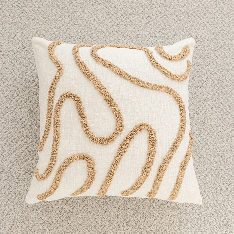 Woven Houndstooth Textured Square Throw Pillow Cover with Piped Edge and Concealed Zipper