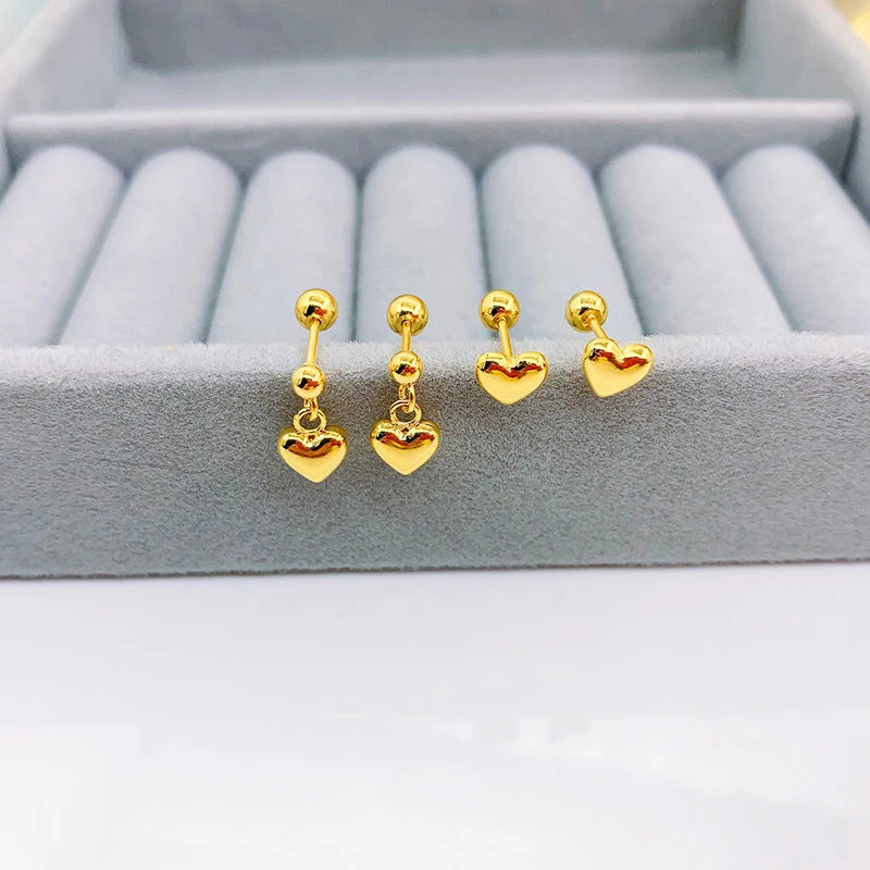 Heart-shaped stud earrings made of zinc titanium