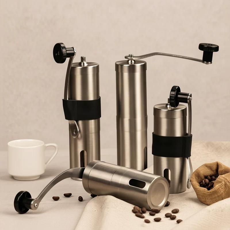 Hand coffee grinder made of stainless steel