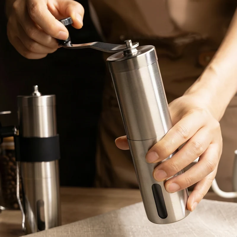 Hand coffee grinder made of stainless steel