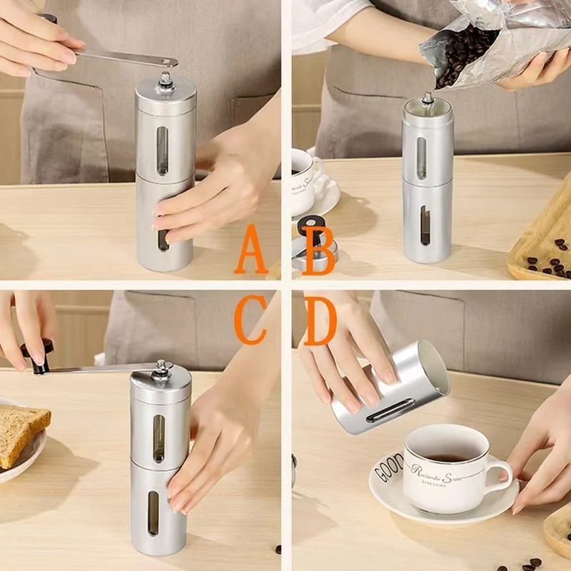 Hand coffee grinder made of stainless steel
