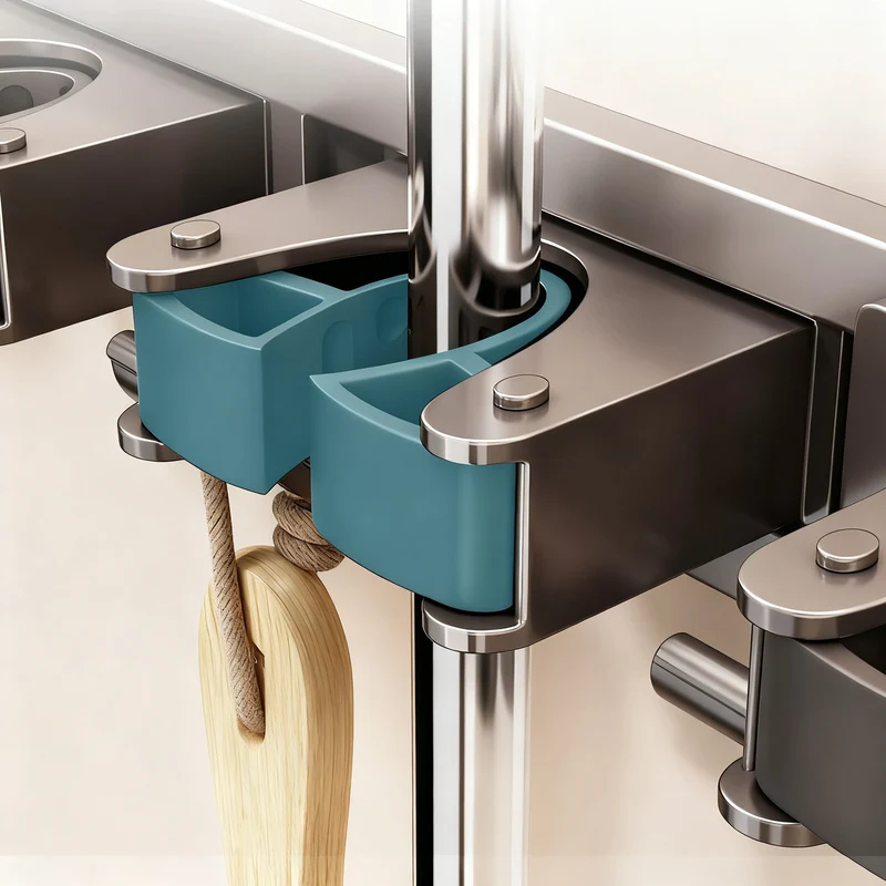 Suction cup holder for brooms and cleaning tools