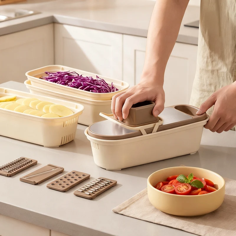 Multifunctional vegetable cutter with hand protection
