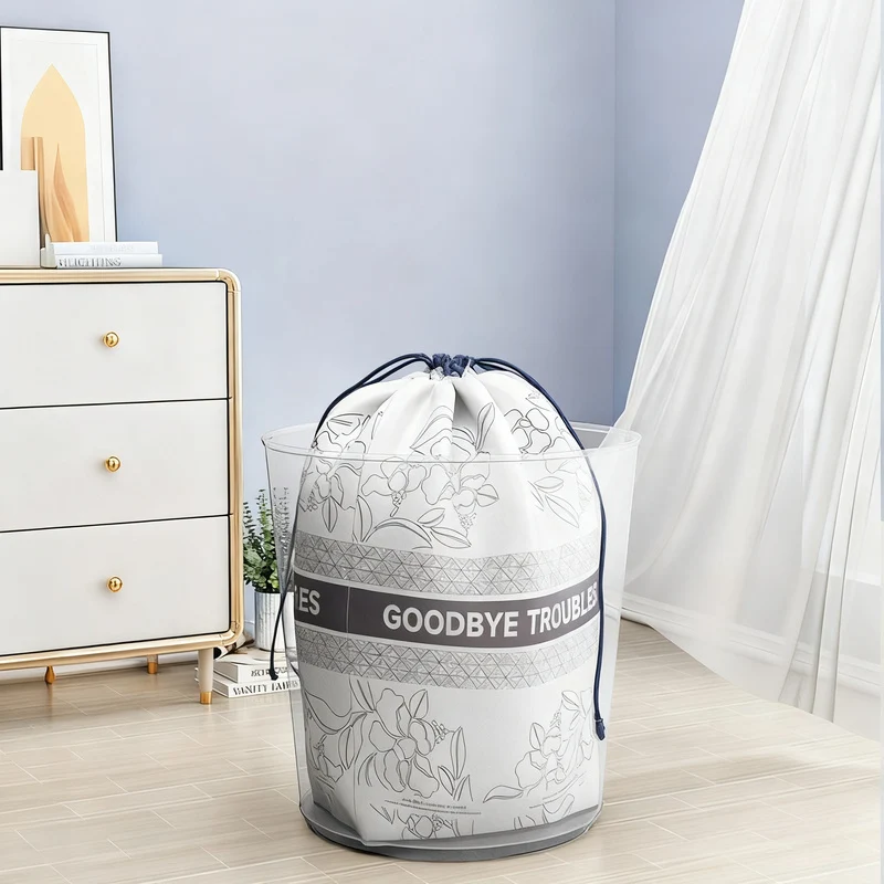 Trash bags with drawstring and handles