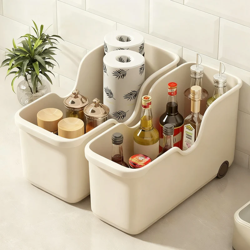 Plastic storage box with wheels, 18 L