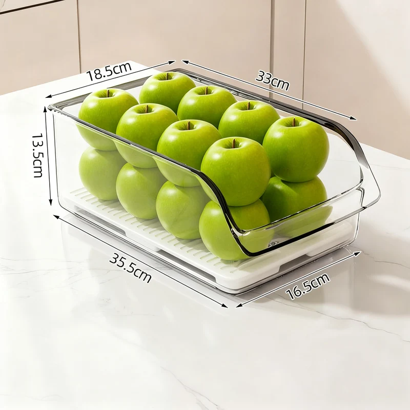 Refrigerator drawer made of PET with drain grid