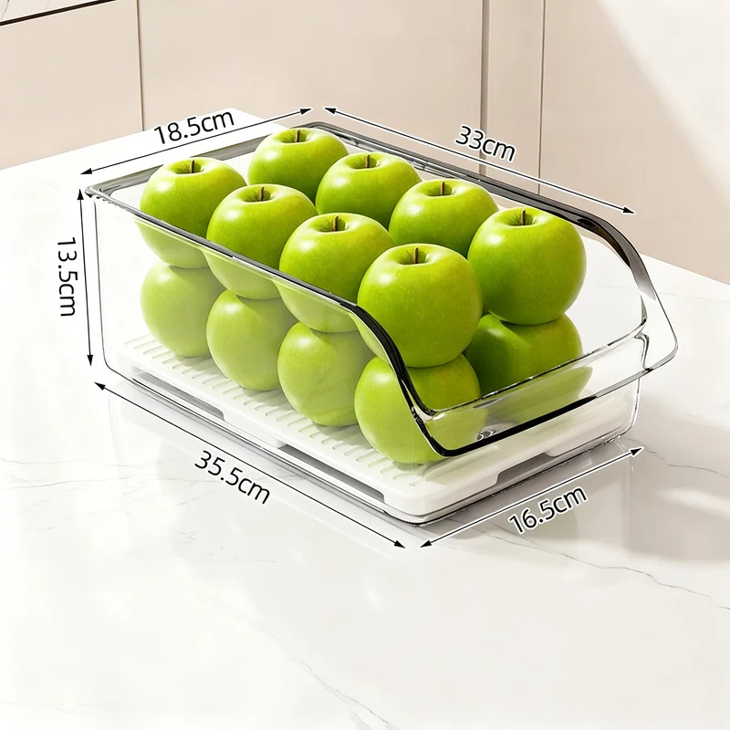 Refrigerator drawer made of PET with drain grid