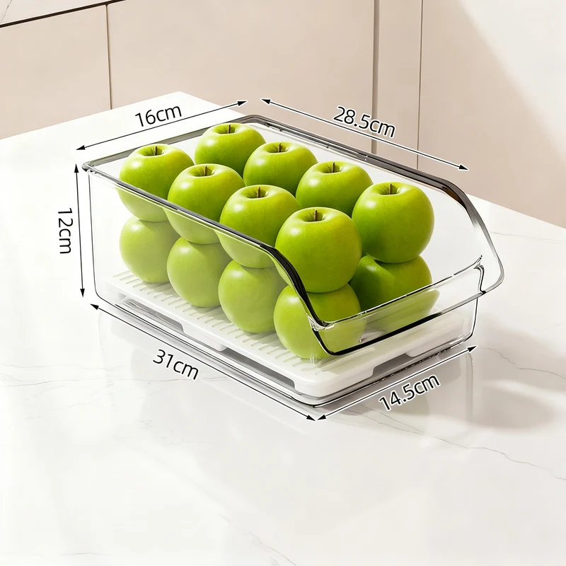 Refrigerator drawer made of PET with drain grid