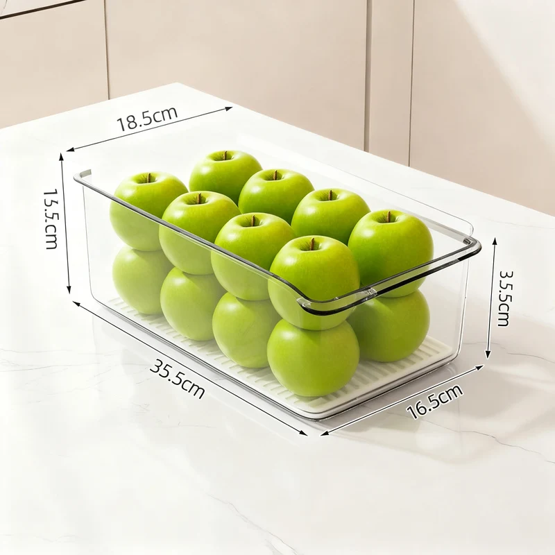 Refrigerator drawer made of PET with drain grid