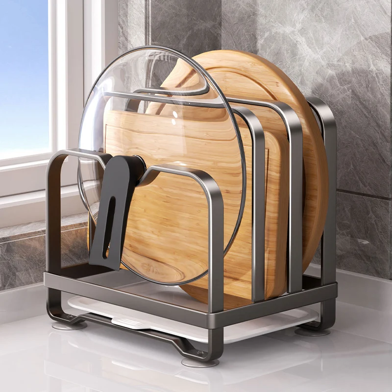 Kitchen stand for lids, knives, and cutting boards