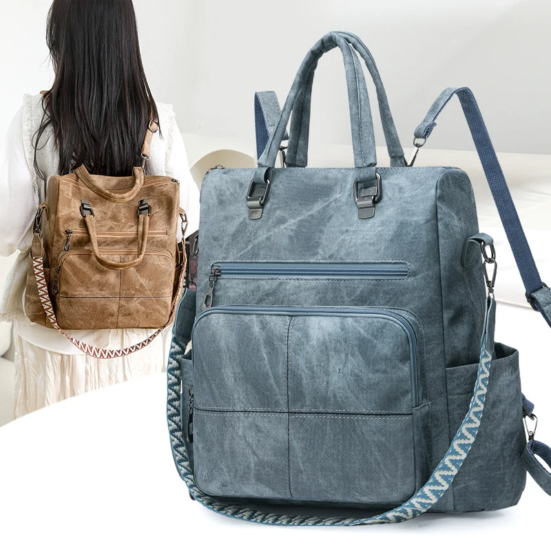Versatile Multi-Compartment Faux Leather Backpack Stornfield