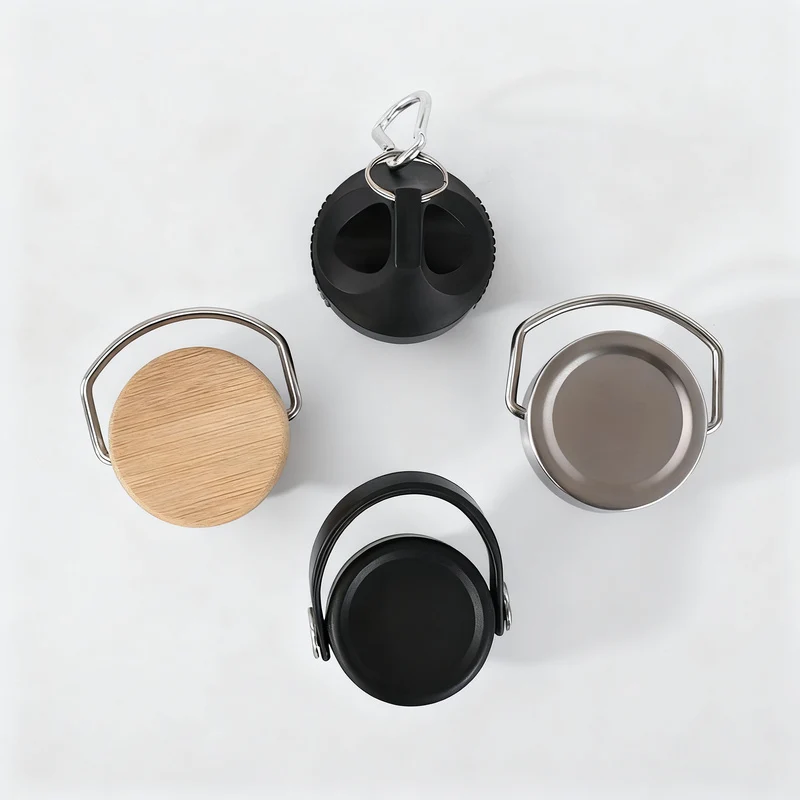 Insulated stainless steel drinking bottle with handle