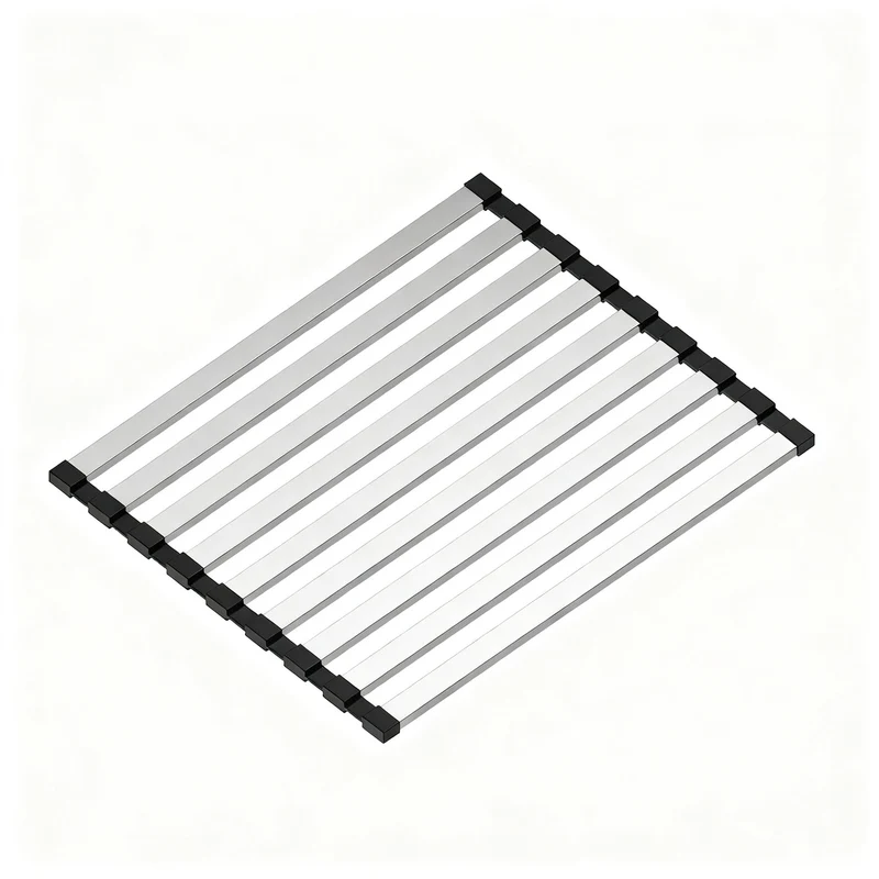 Stainless steel sink rack with rolling grid