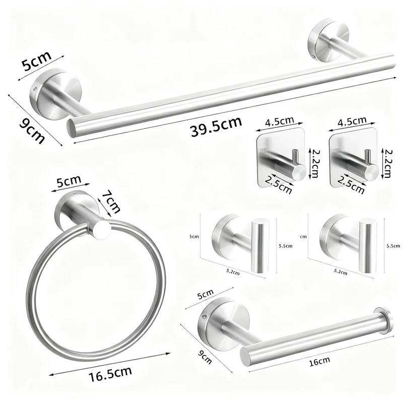 Stainless steel wall hooks, adhesive, bathroom and kitchen
