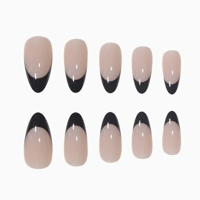 Elegante schwarze French Tip Acryl-Nagelverzierung Karnz