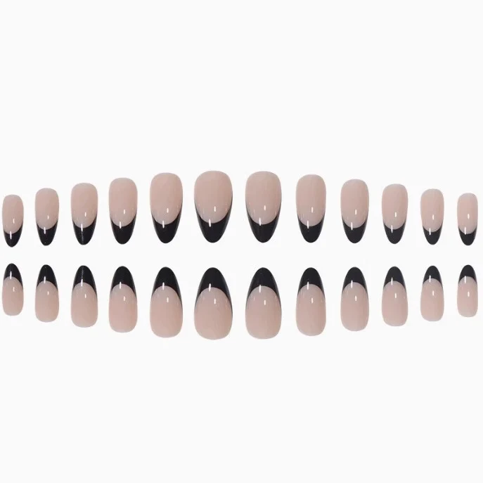 Elegante schwarze French Tip Acryl-Nagelverzierung Karnz