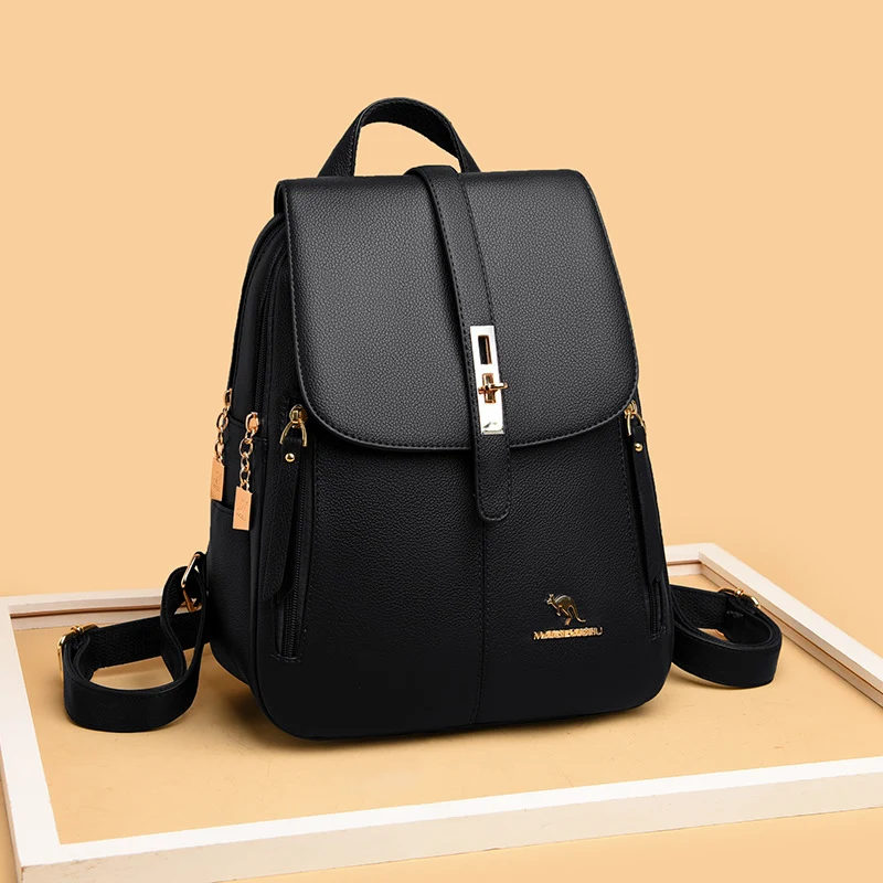 Elegant Multi-Functional Leather Backpack Stornfield