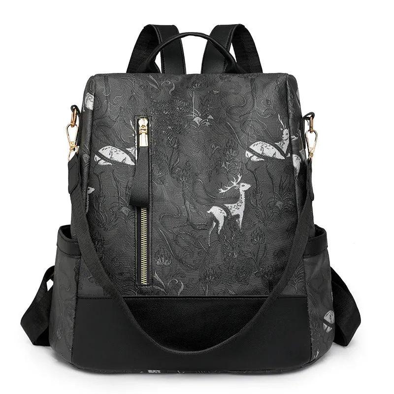 Elegant Floral Embossed Backpack Stornfield