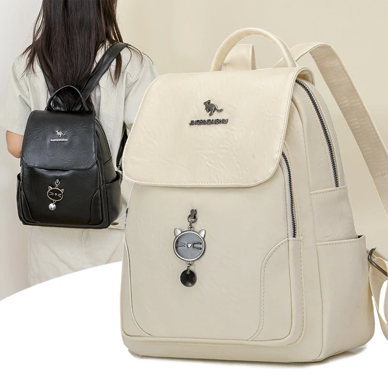 Cute Cat-Themed Leather Backpack Stornfield