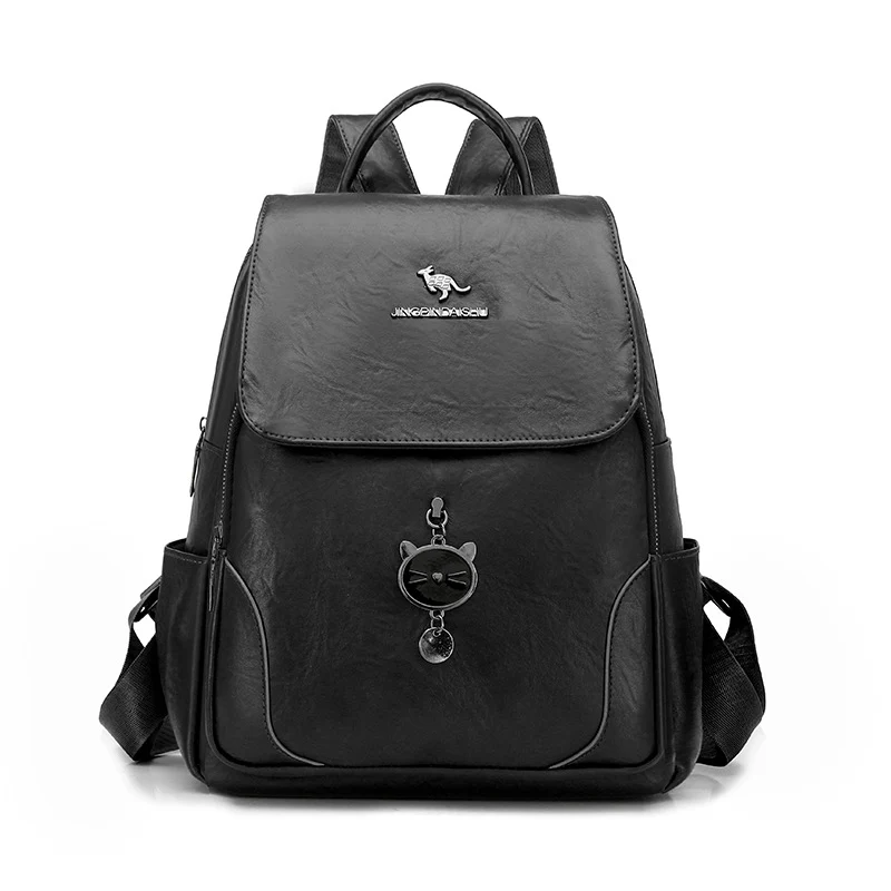 Cute Cat-Themed Leather Backpack Stornfield