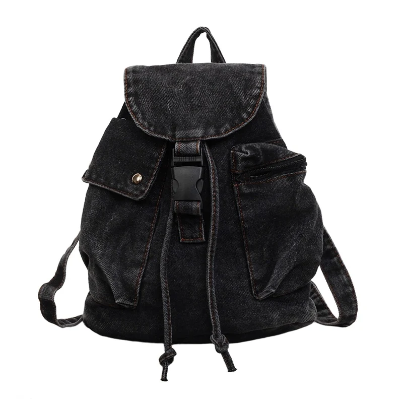 Casual Denim Drawstring Backpack Stornfield