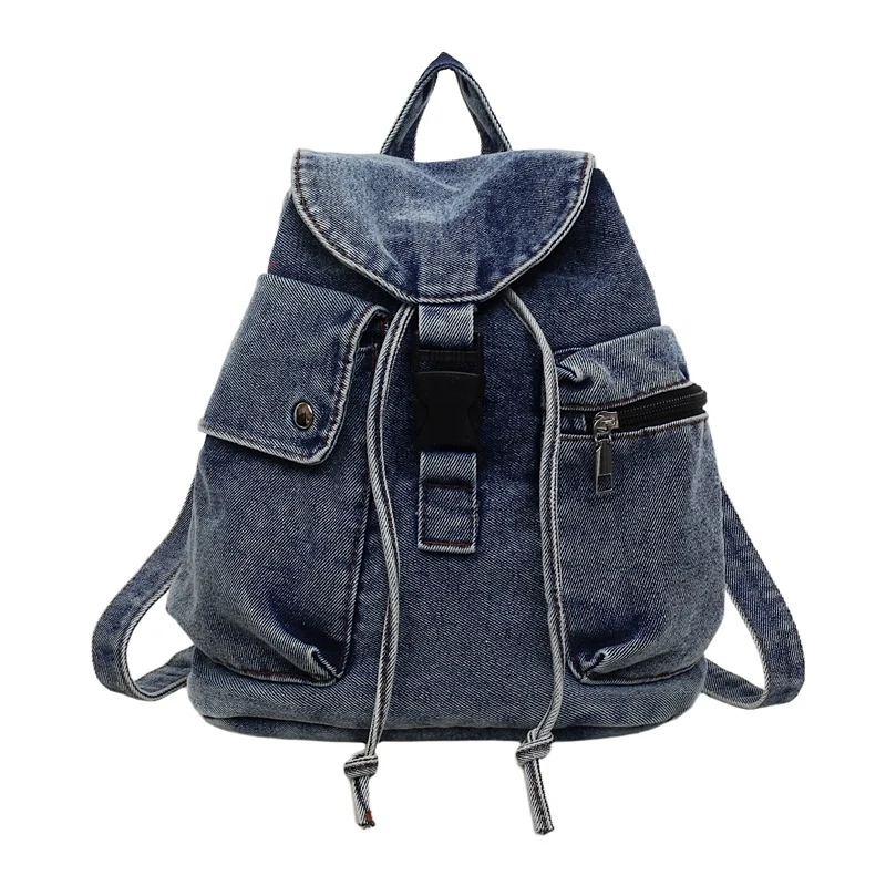 Casual Denim Drawstring Backpack Stornfield