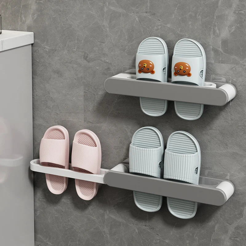 Foldable bathroom shoe rack without drilling