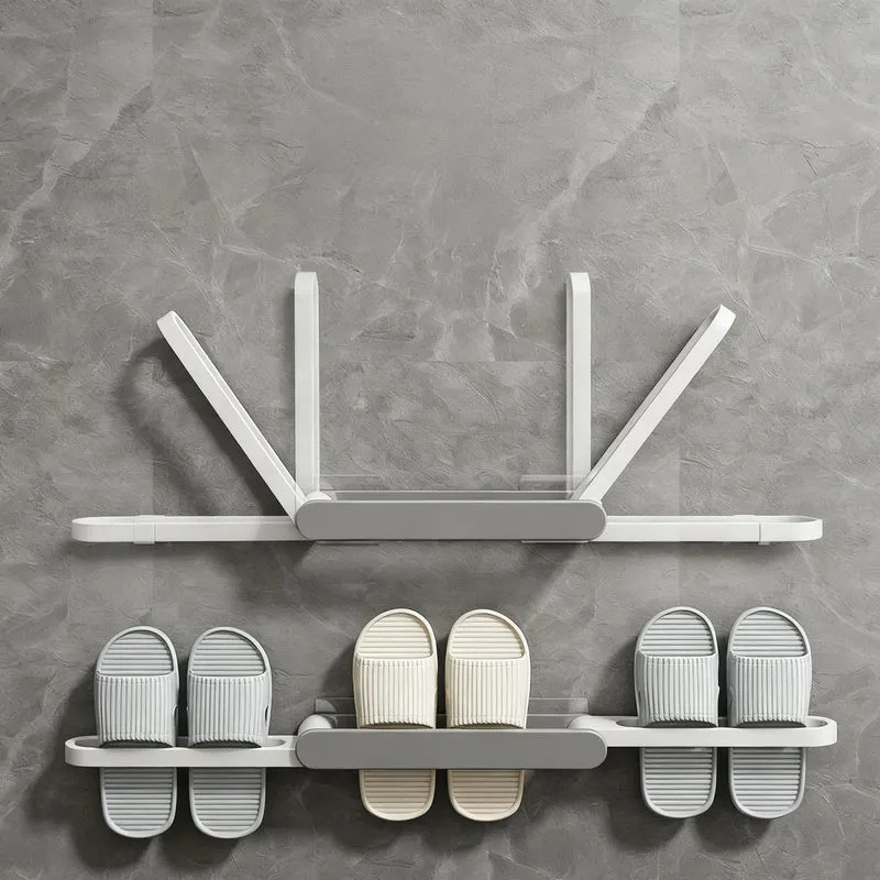 Foldable bathroom shoe rack without drilling