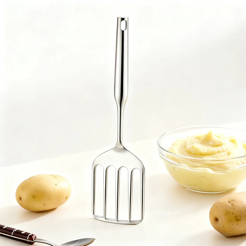 Stainless steel potato press