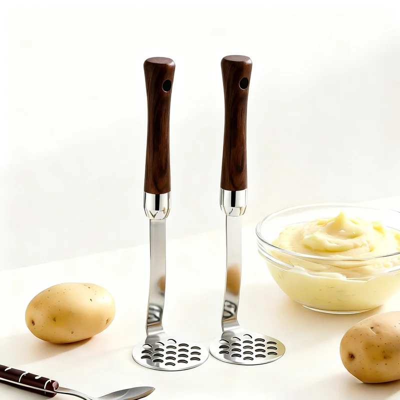 Stainless steel potato press