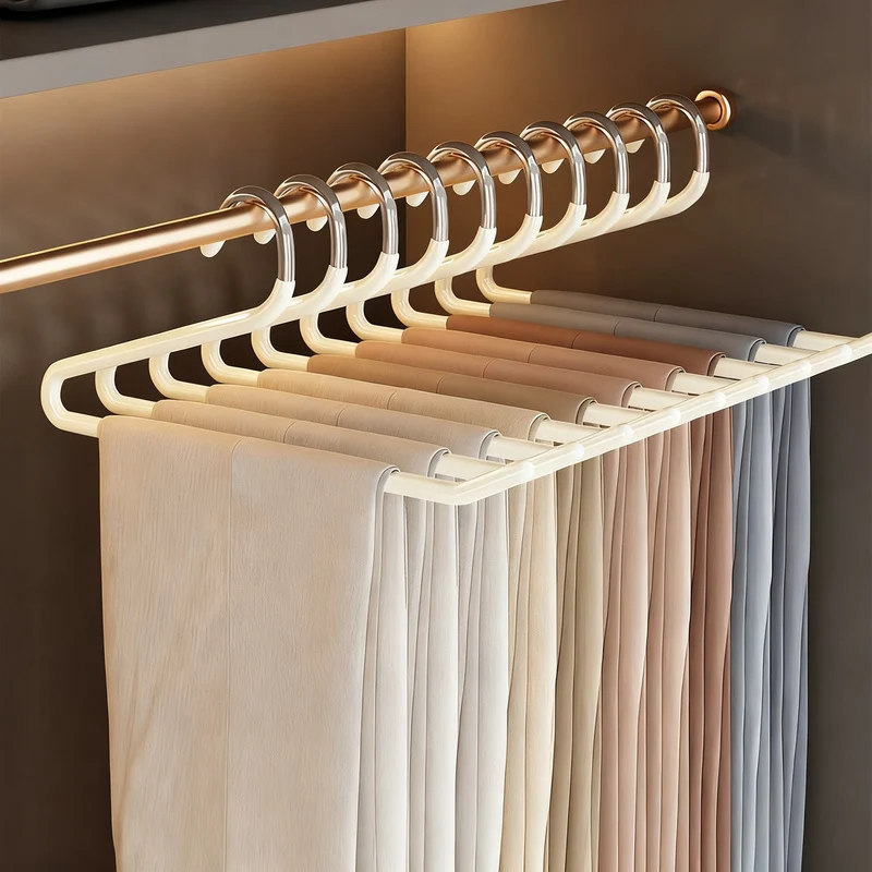 Pants hanger with non-slip clips